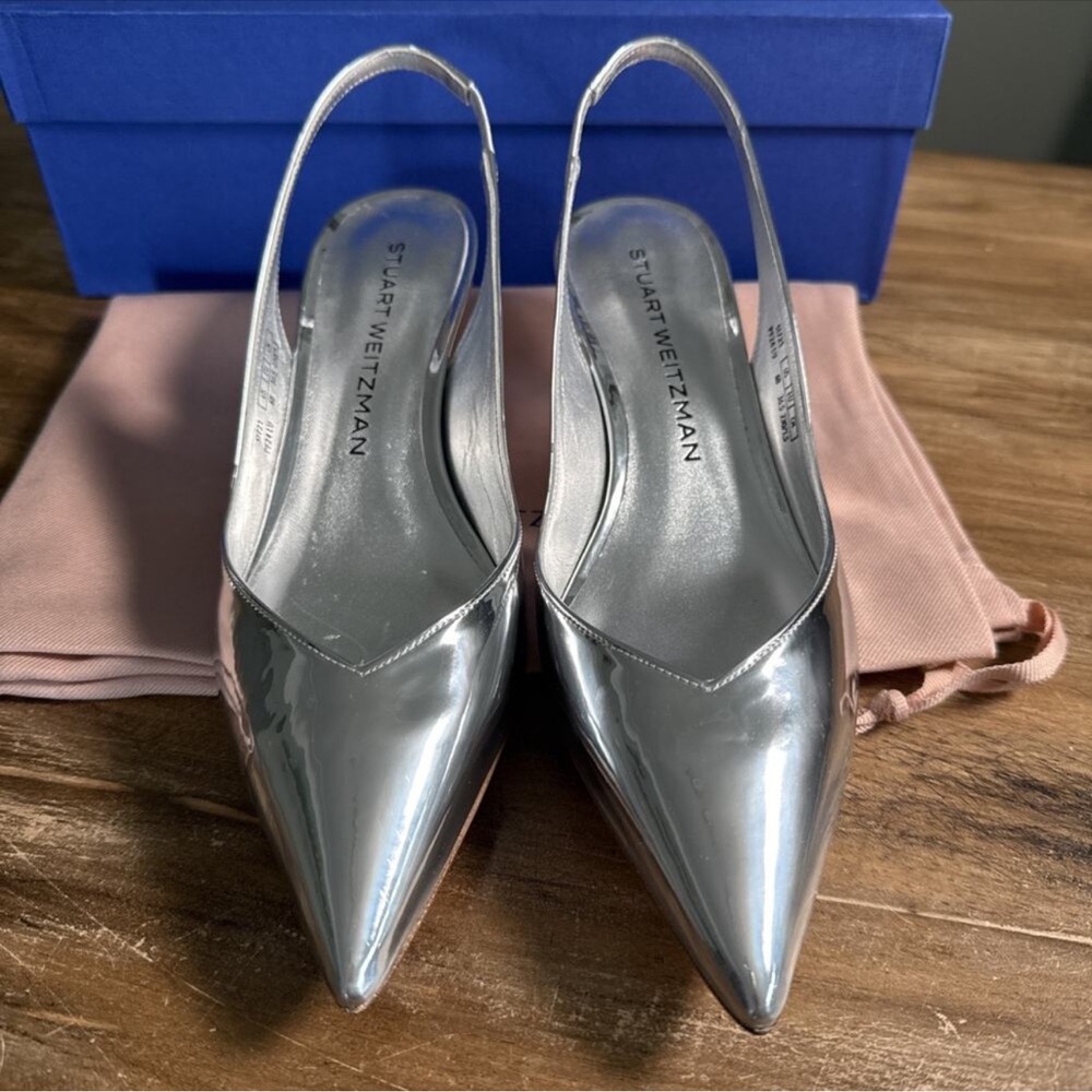 Stuart Weitzman Metallic Silver Pointed Heels